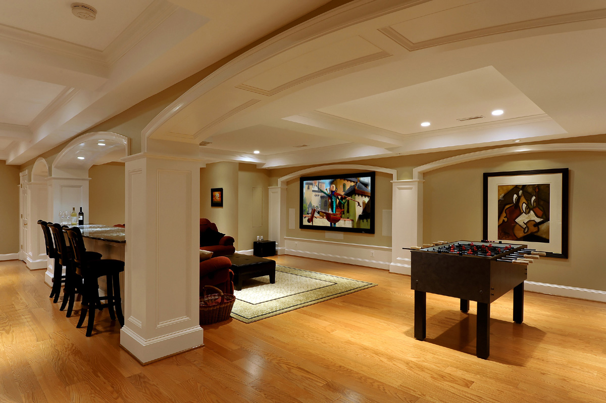 Interior Glamorous Basement Renovations With Multimedia And Games